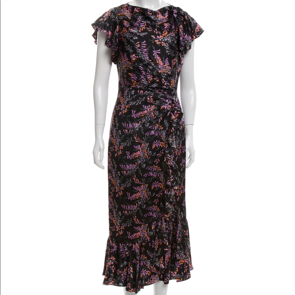 Cinq a Sept Silk Printed Midi Dress SZ 2